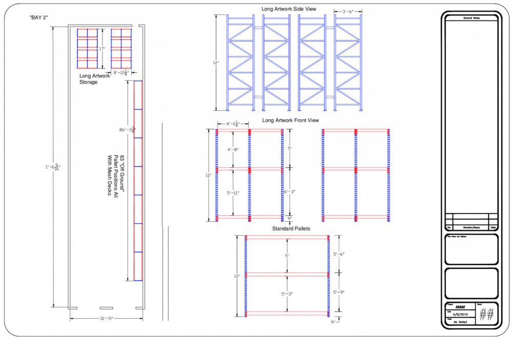 Technical drafting and planning for customized warehouse storage layout